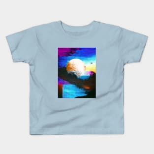 Digital Moon on Colorful Background Blue Moon Kids T-Shirt